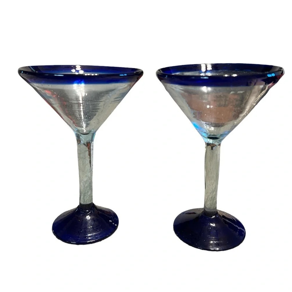 Hand blown glass margarita glasses set of 2